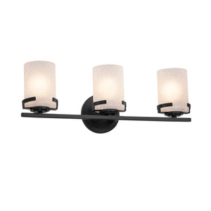 Justice Designs - FSN-8453-10-FRCR-MBLK - Three Light Bath Bar - Fusion - Matte Black