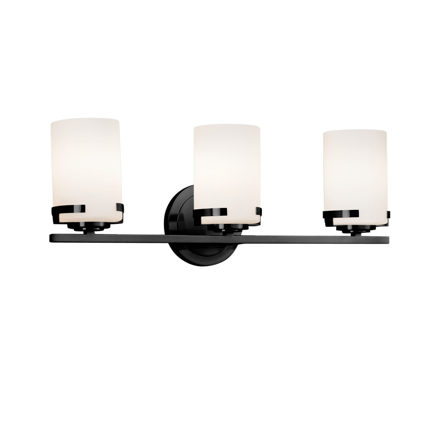 Justice Designs - FSN-8453-10-OPAL-MBLK - Three Light Bath Bar - Fusion - Matte Black