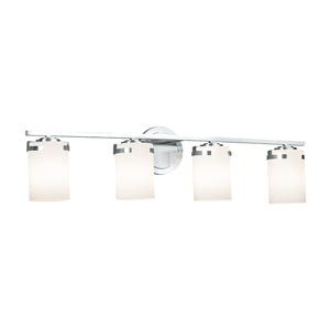 Justice Designs - FSN-8454-10-OPAL-CROM - Four Light Bath Bar - Fusion - Polished Chrome