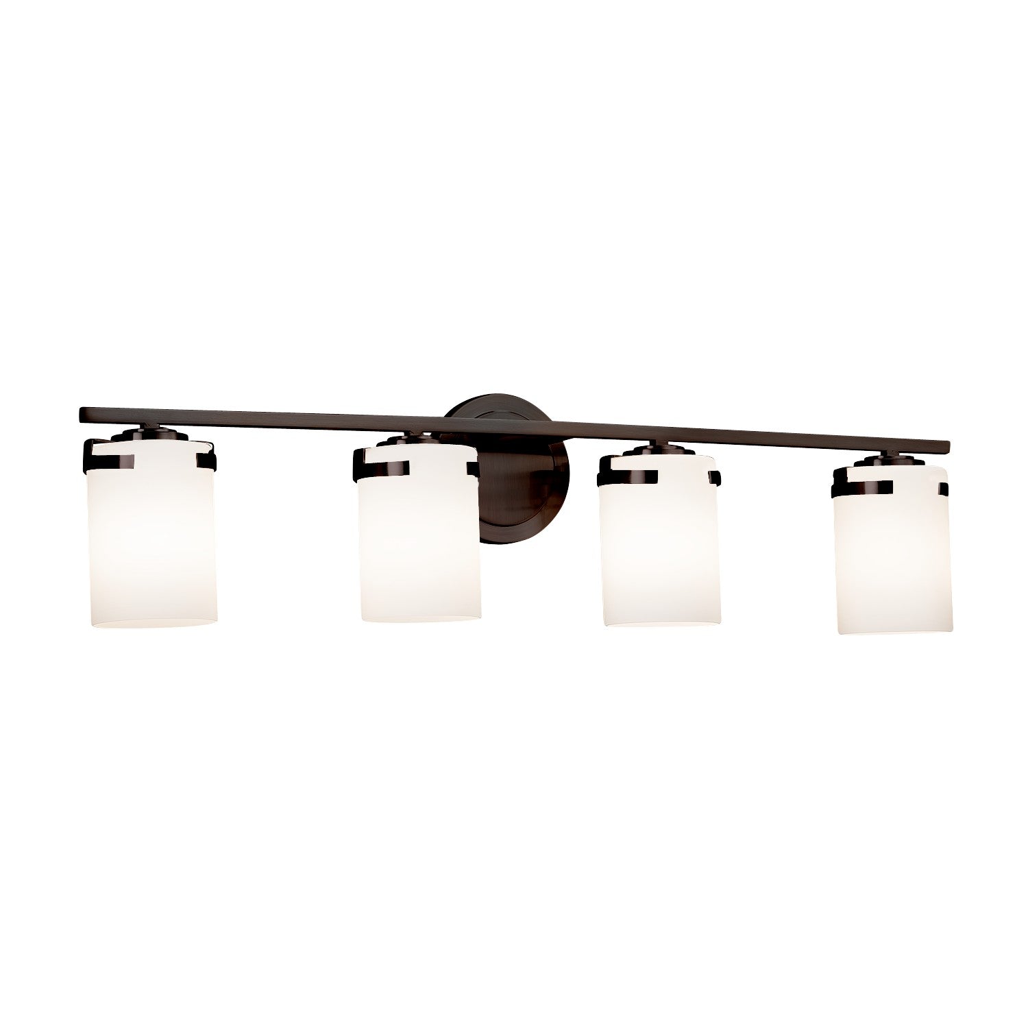 Justice Designs - FSN-8454-10-OPAL-DBRZ - Four Light Bath Bar - Fusion - Dark Bronze