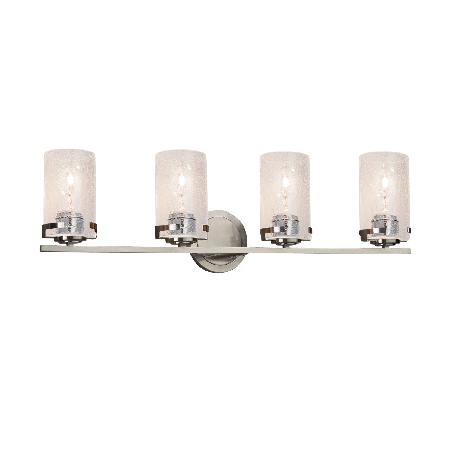 Justice Designs - FSN-8454-10-SEED-NCKL - Four Light Bath Bar - Fusion - Brushed Nickel