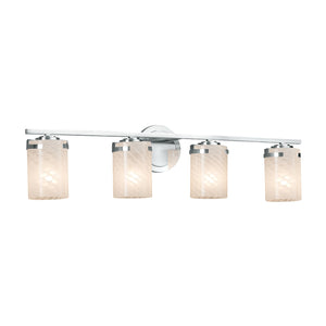 Justice Designs - FSN-8454-10-WEVE-CROM - Four Light Bath Bar - Fusion - Polished Chrome