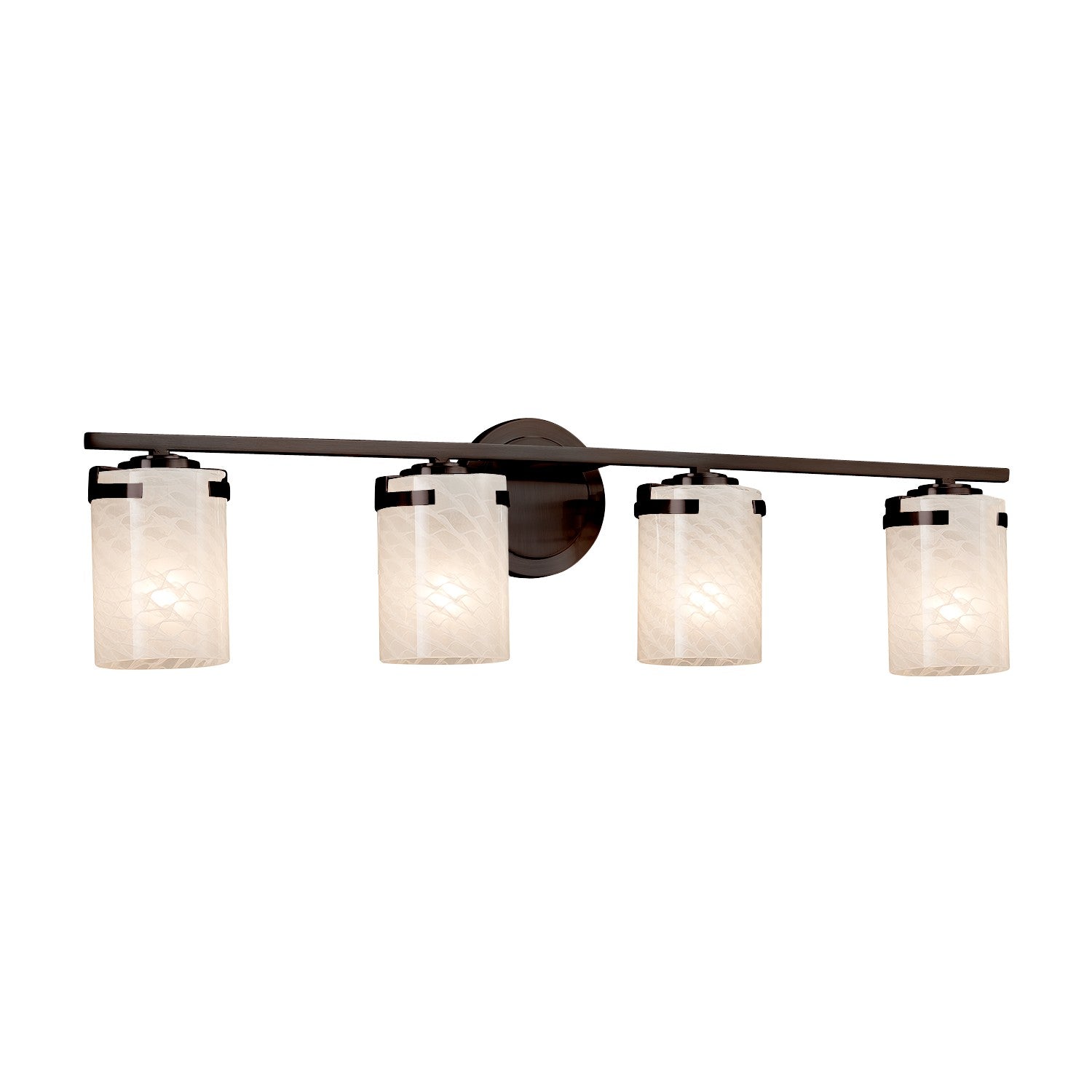 Justice Designs - FSN-8454-10-WEVE-DBRZ - Four Light Bath Bar - Fusion - Dark Bronze