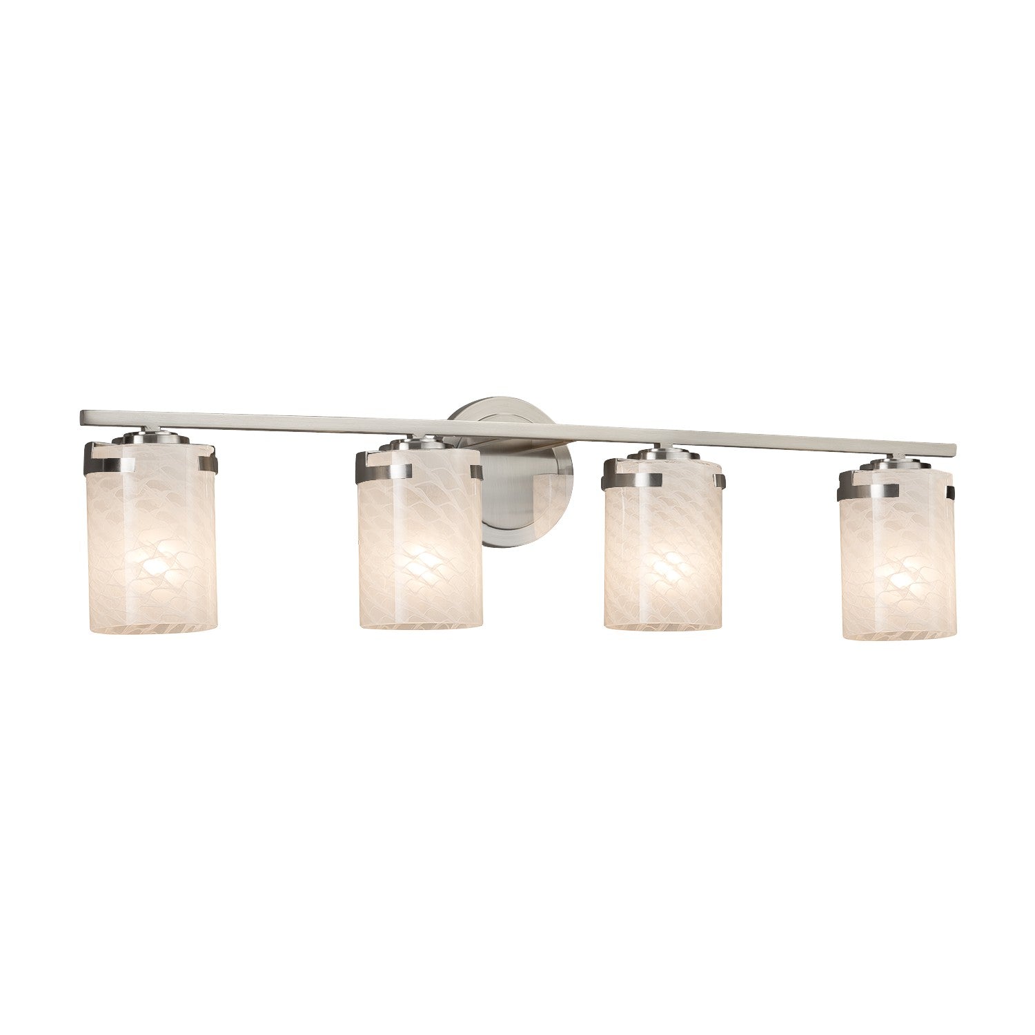 Justice Designs - FSN-8454-10-WEVE-NCKL - Four Light Bath Bar - Fusion - Brushed Nickel