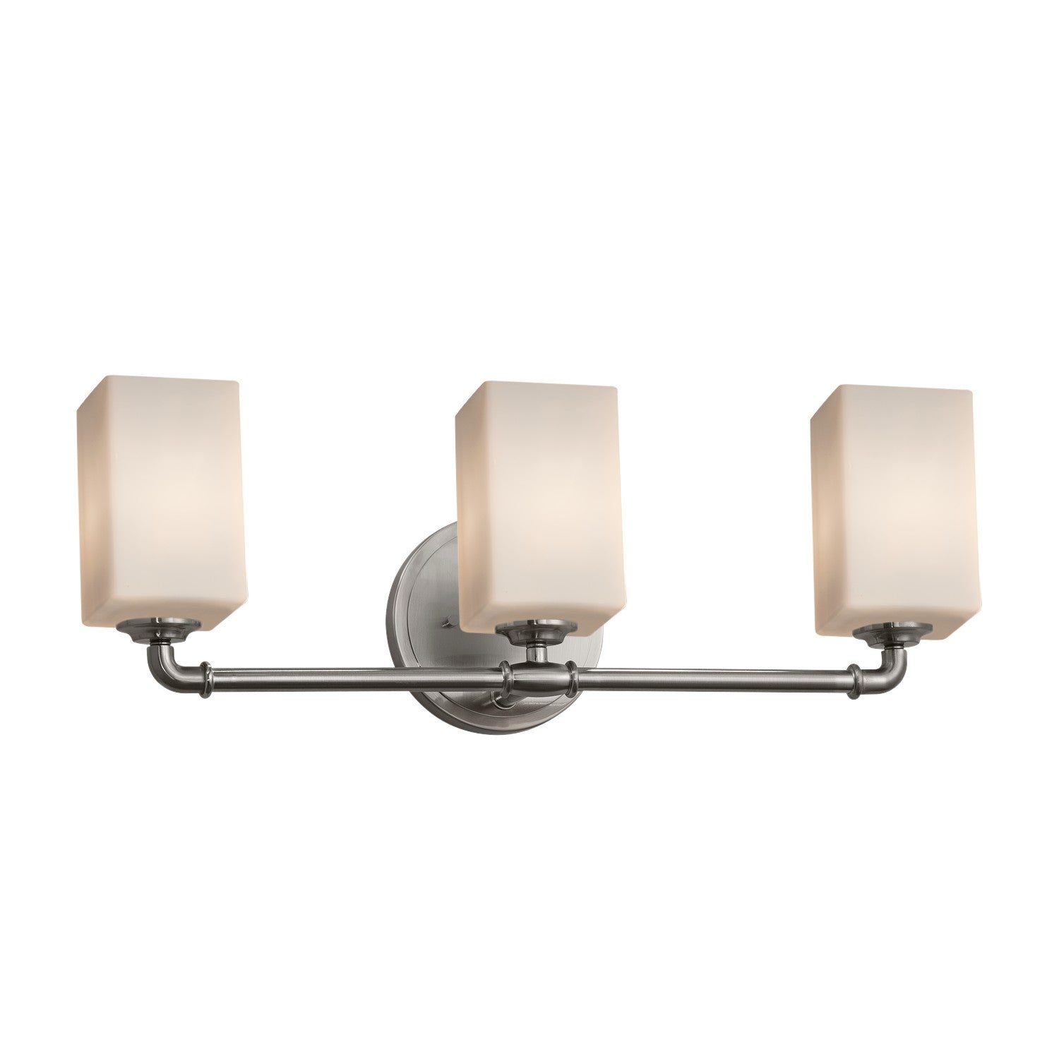 Justice Designs - FSN-8463-15-OPAL-NCKL - Three Light Bath Bar - Fusion - Brushed Nickel