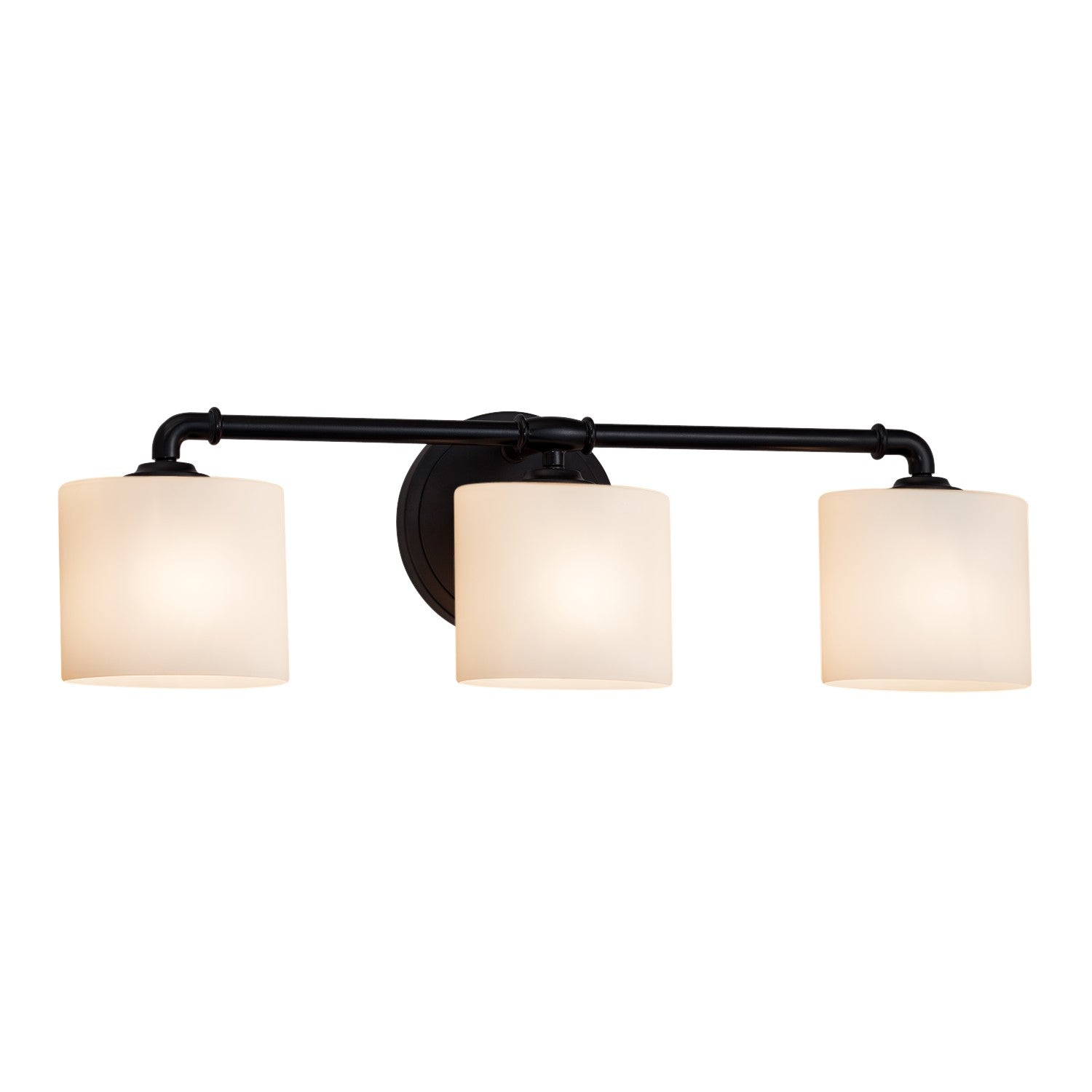 Justice Designs - FSN-8463-30-OPAL-MBLK - Three Light Bath Bar - Fusion - Matte Black