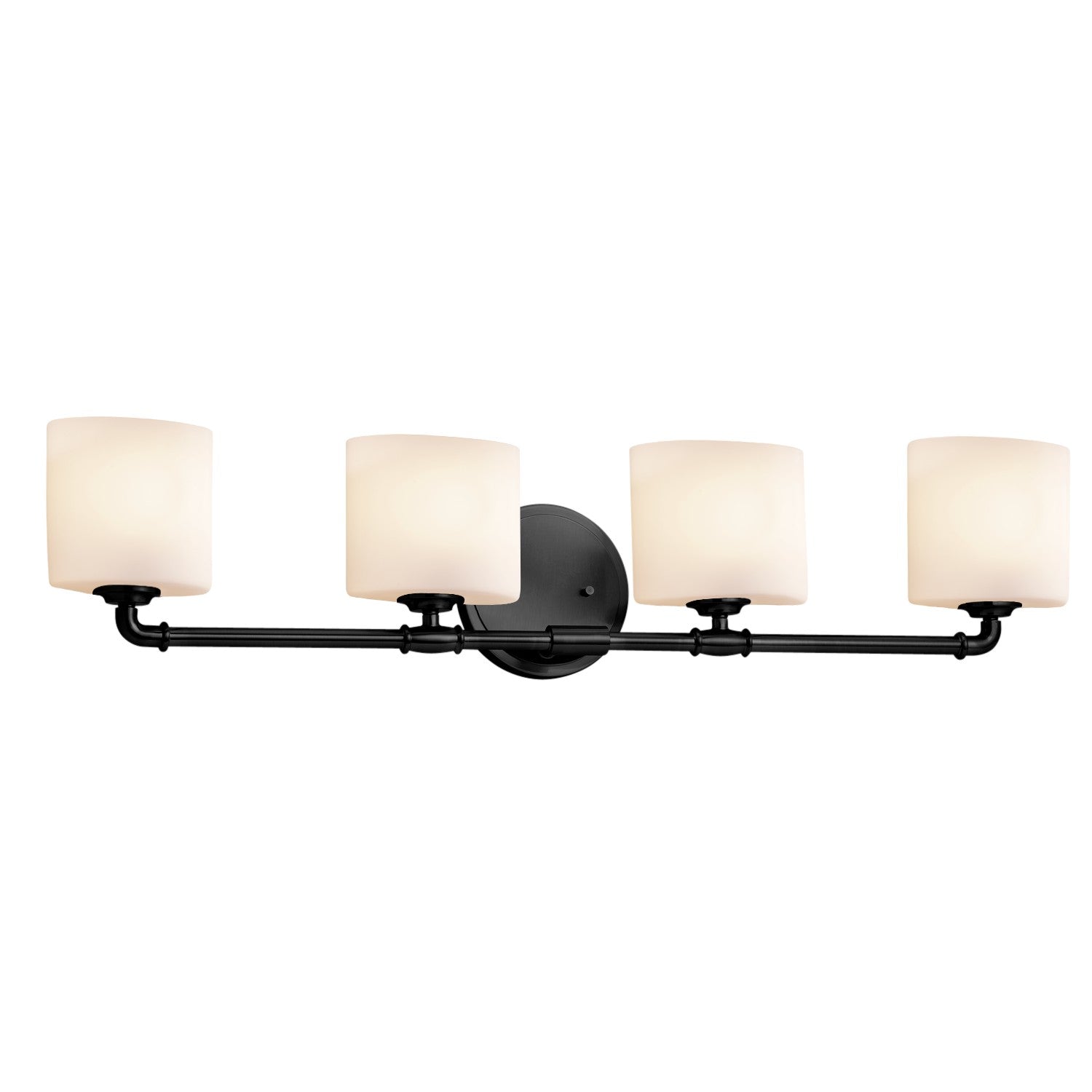 Justice Designs - FSN-8464-30-OPAL-MBLK - Four Light Bath Bar - Fusion - Matte Black