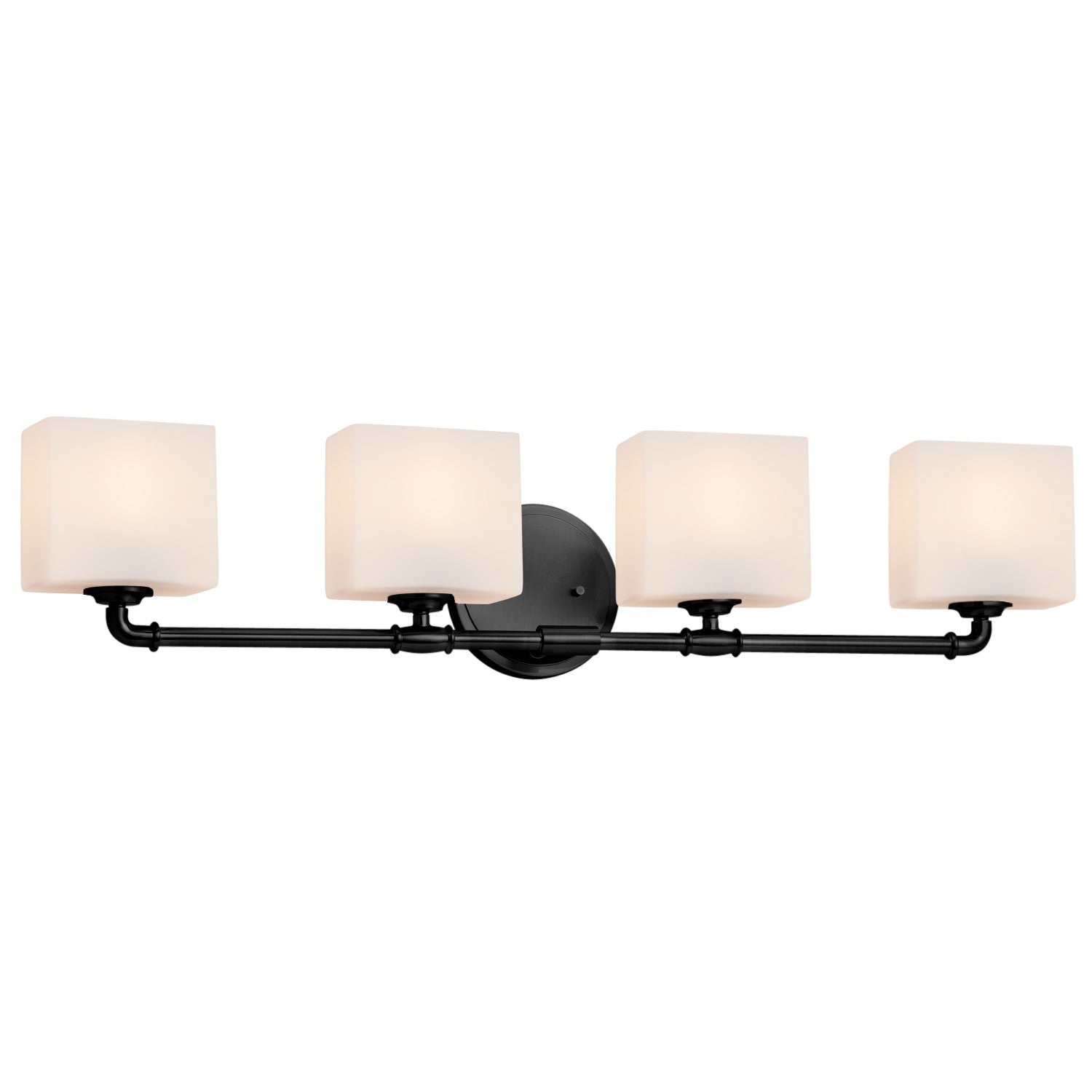 Justice Designs - FSN-8464-55-OPAL-MBLK - Four Light Bath Bar - Fusion - Matte Black