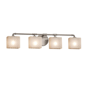 Justice Designs - FSN-8464-55-WEVE-NCKL - Four Light Bath Bar - Fusion - Brushed Nickel