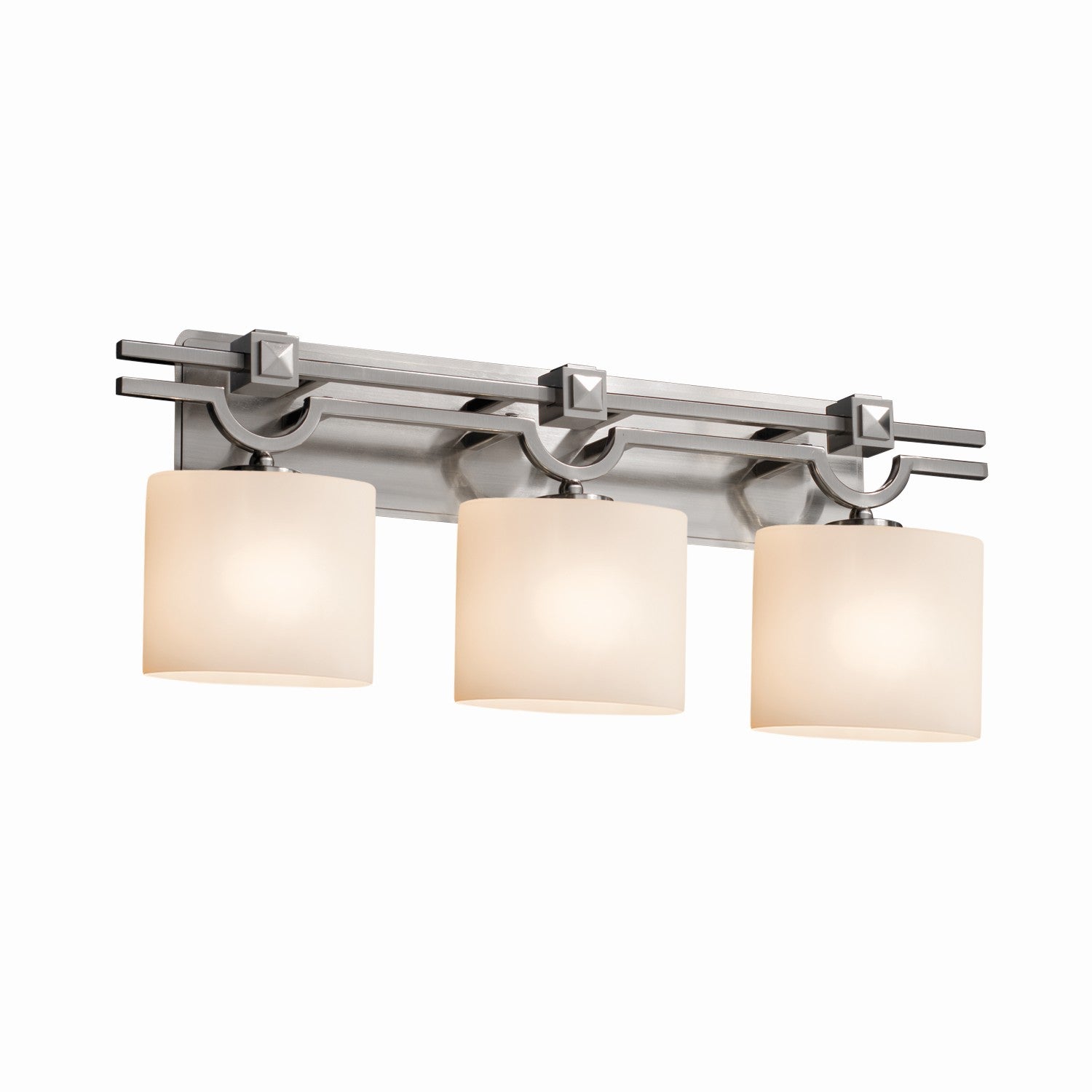 Justice Designs - FSN-8503-30-OPAL-NCKL - Three Light Bath Bar - Fusion - Brushed Nickel