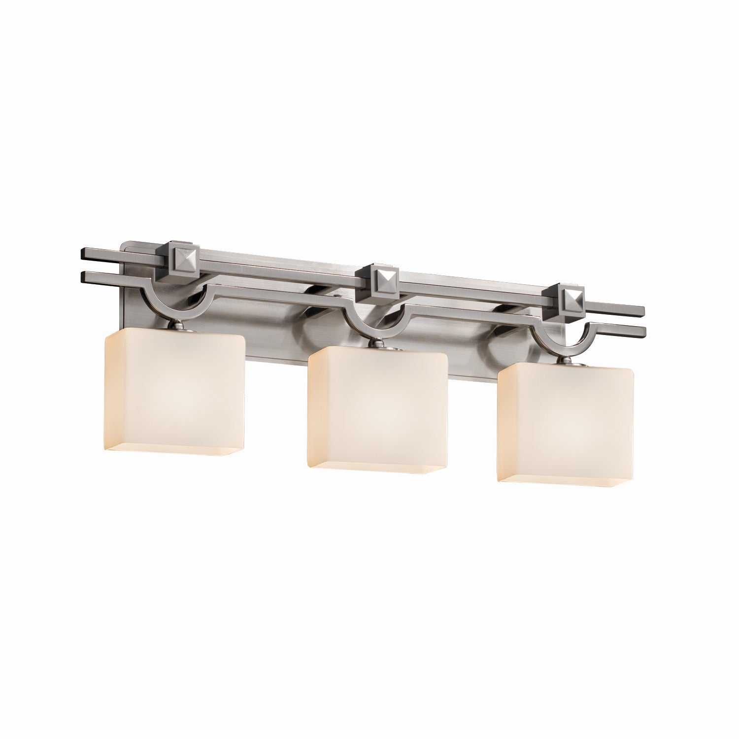 Justice Designs - FSN-8503-55-OPAL-NCKL - Three Light Bath Bar - Fusion - Brushed Nickel