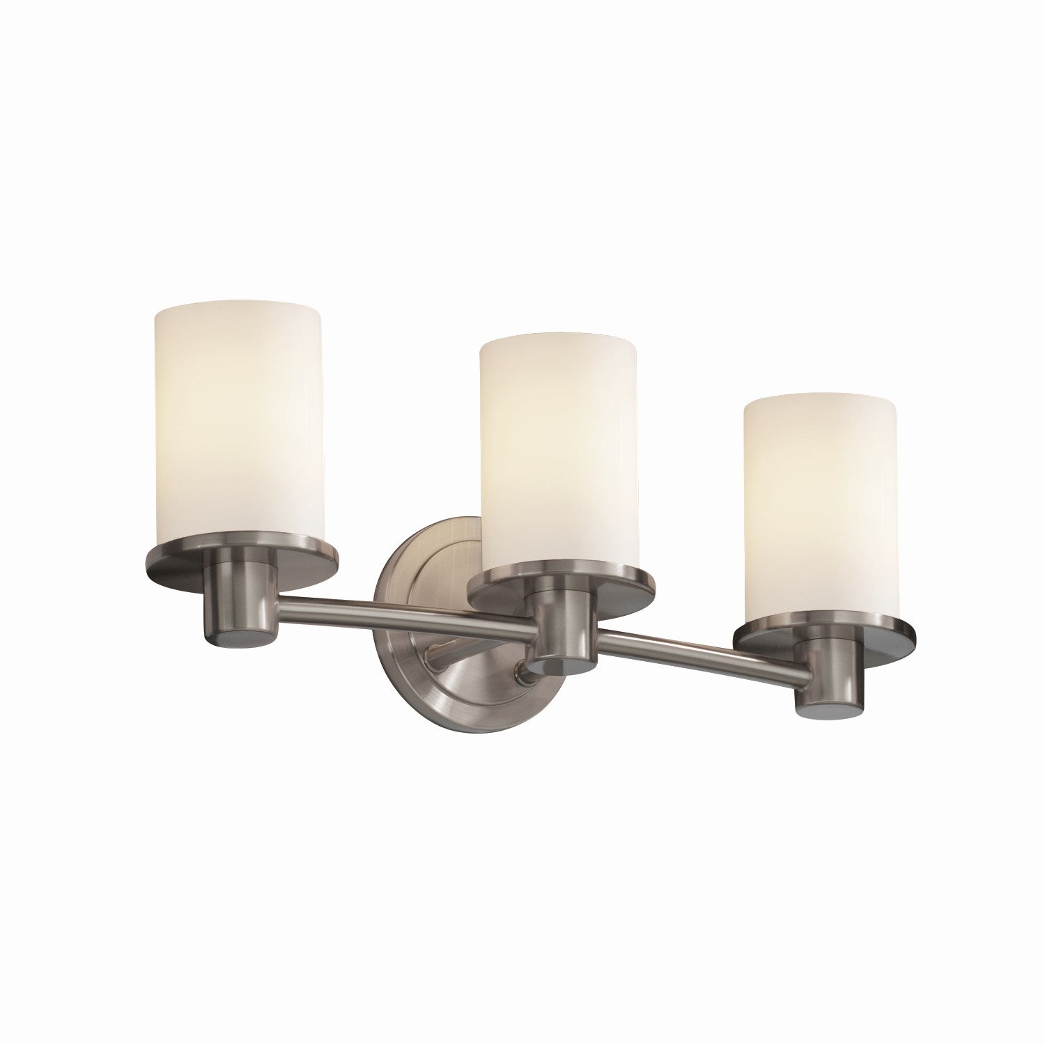 Justice Designs - FSN-8513-10-OPAL-NCKL - Three Light Bath Bar - Fusion - Brushed Nickel