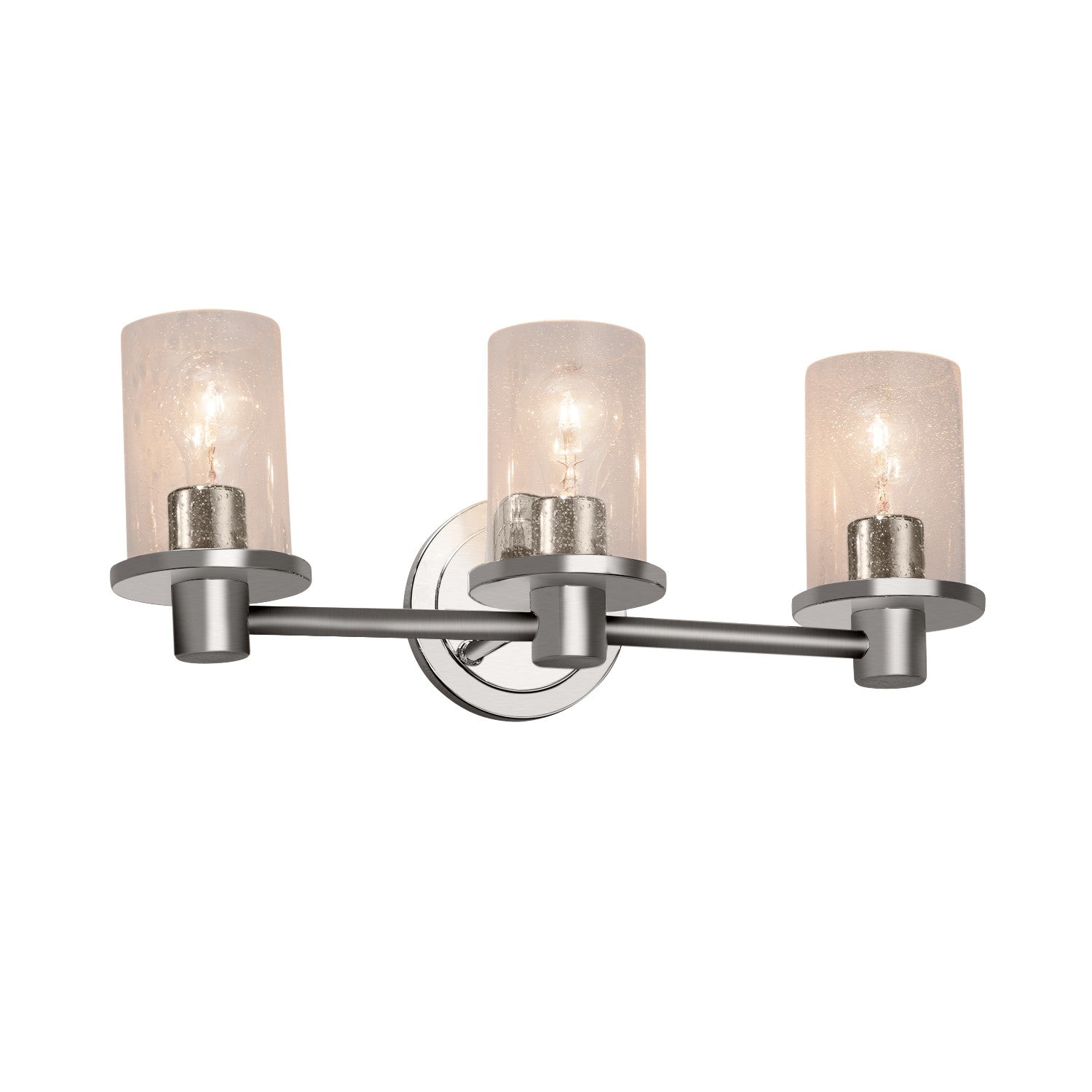 Justice Designs - FSN-8513-10-SEED-NCKL - Three Light Bath Bar - Fusion - Brushed Nickel