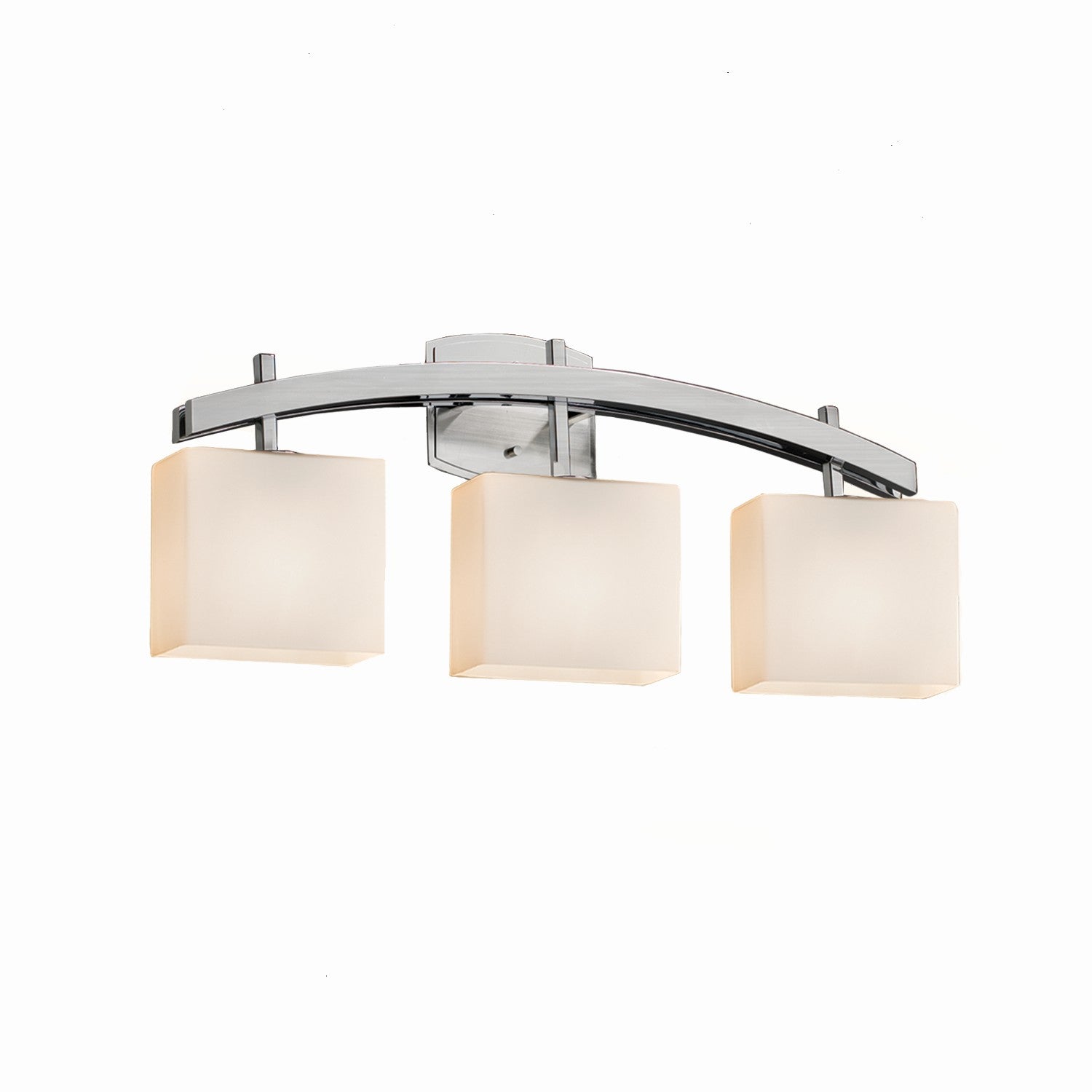 Justice Designs - FSN-8593-55-OPAL-NCKL - Three Light Bath Bar - Fusion - Brushed Nickel