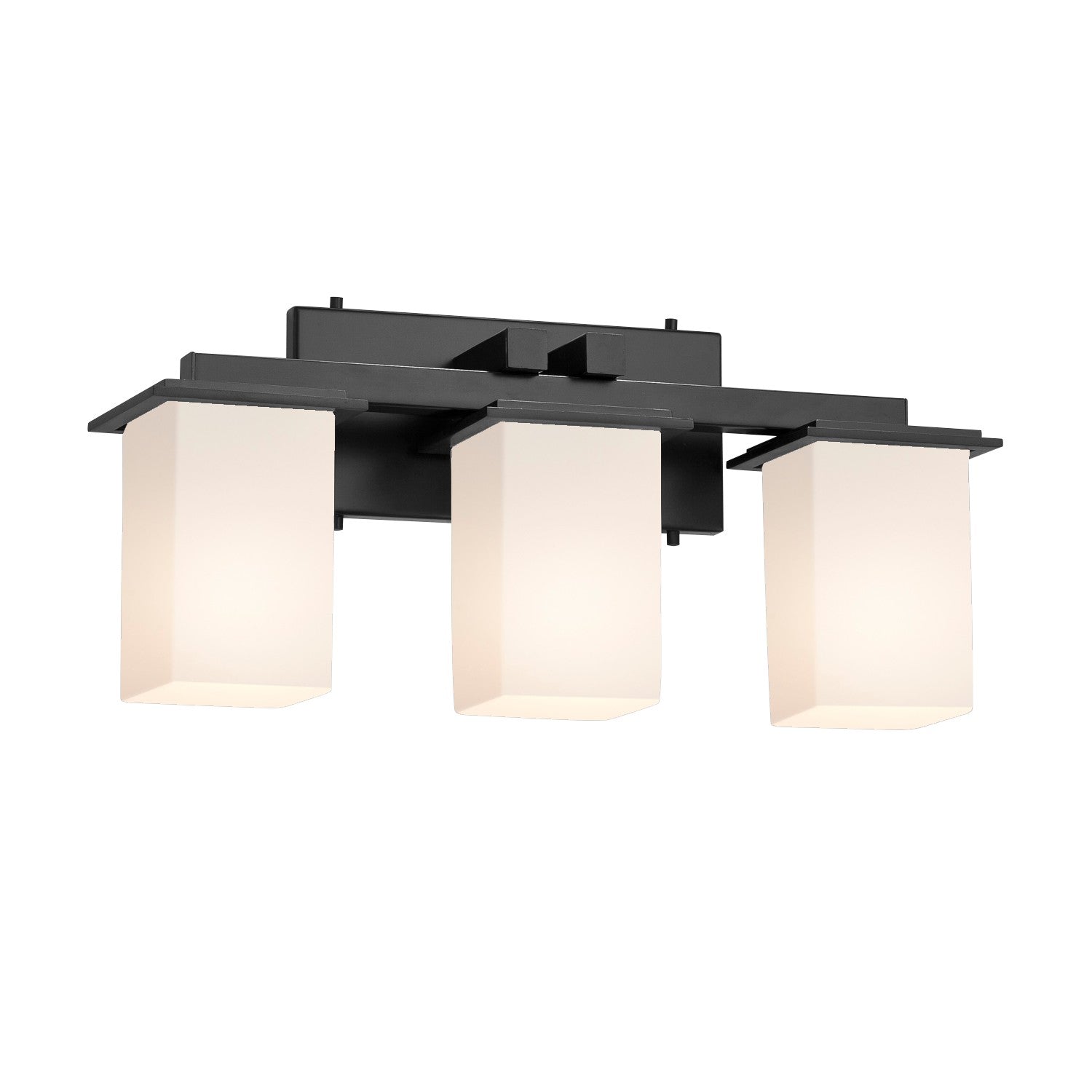 Justice Designs - FSN-8673-15-OPAL-MBLK - Three Light Bath Bar - Fusion - Matte Black