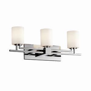 Justice Designs - FSN-8703-10-OPAL-CROM - Three Light Bath Bar - Fusion - Polished Chrome