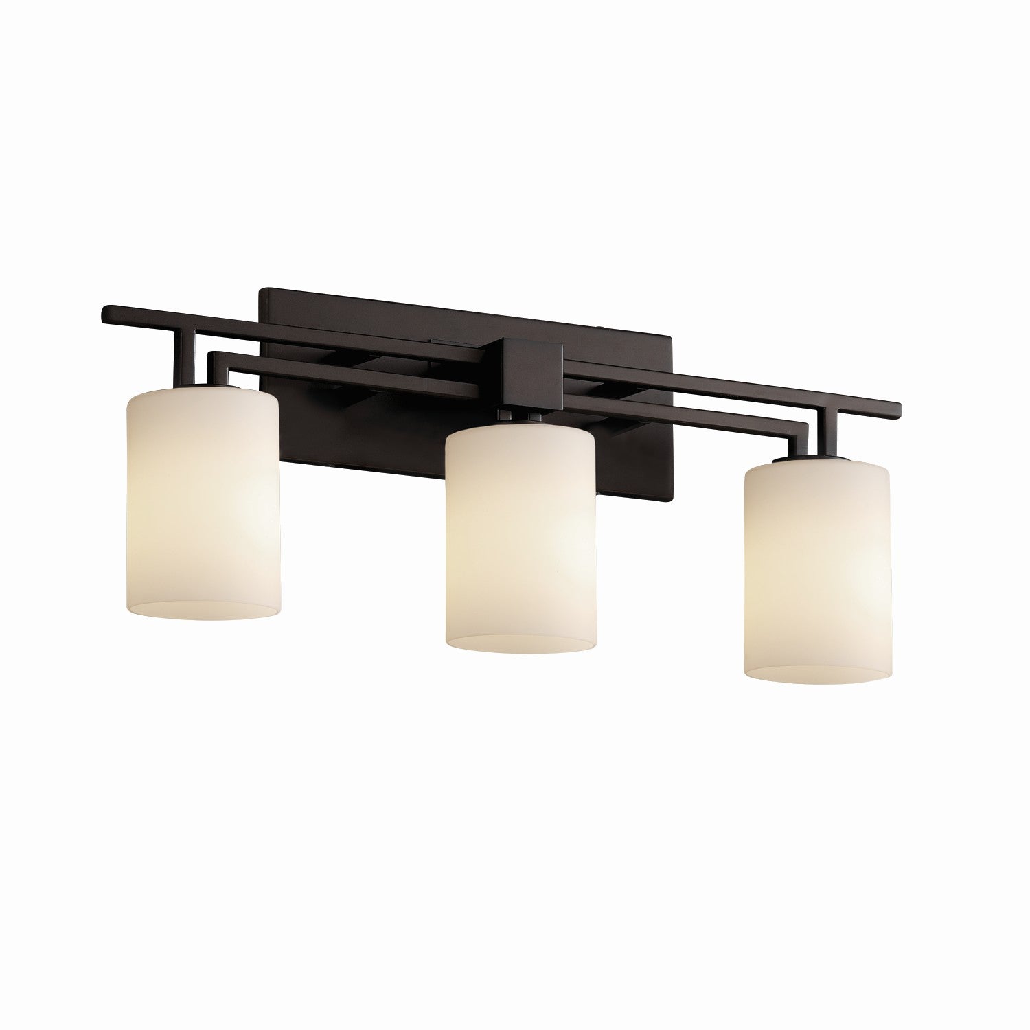 Justice Designs - FSN-8703-10-OPAL-MBLK - Three Light Bath Bar - Fusion - Matte Black