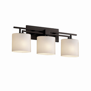 Justice Designs - FSN-8703-30-OPAL-MBLK - Three Light Bath Bar - Fusion - Matte Black