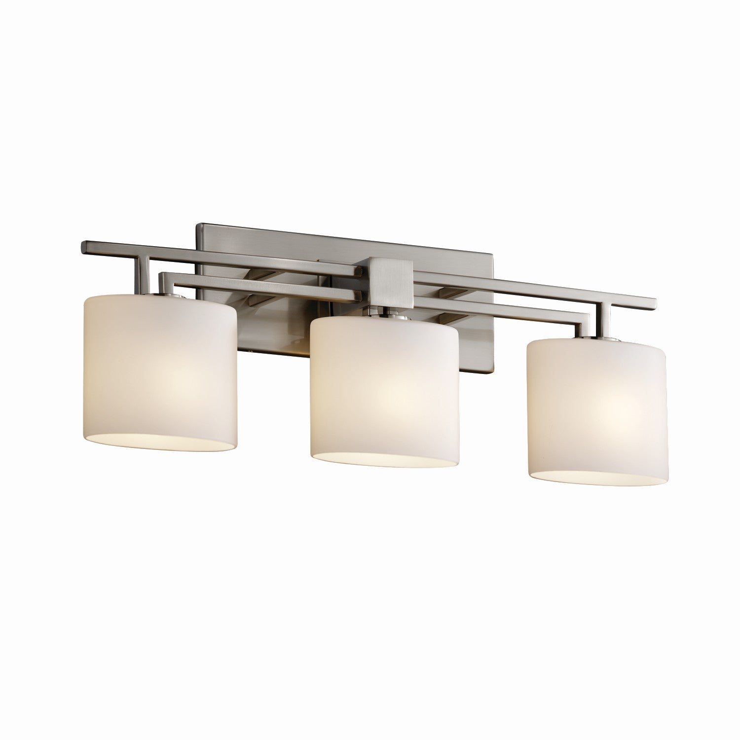 Justice Designs - FSN-8703-30-OPAL-NCKL - Three Light Bath Bar - Fusion - Brushed Nickel