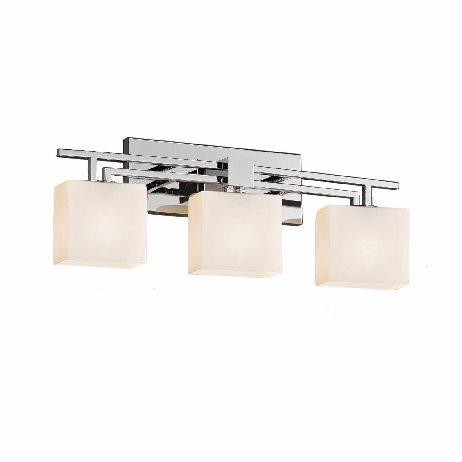 Justice Designs - FSN-8703-55-OPAL-CROM - Three Light Bath Bar - Fusion - Polished Chrome