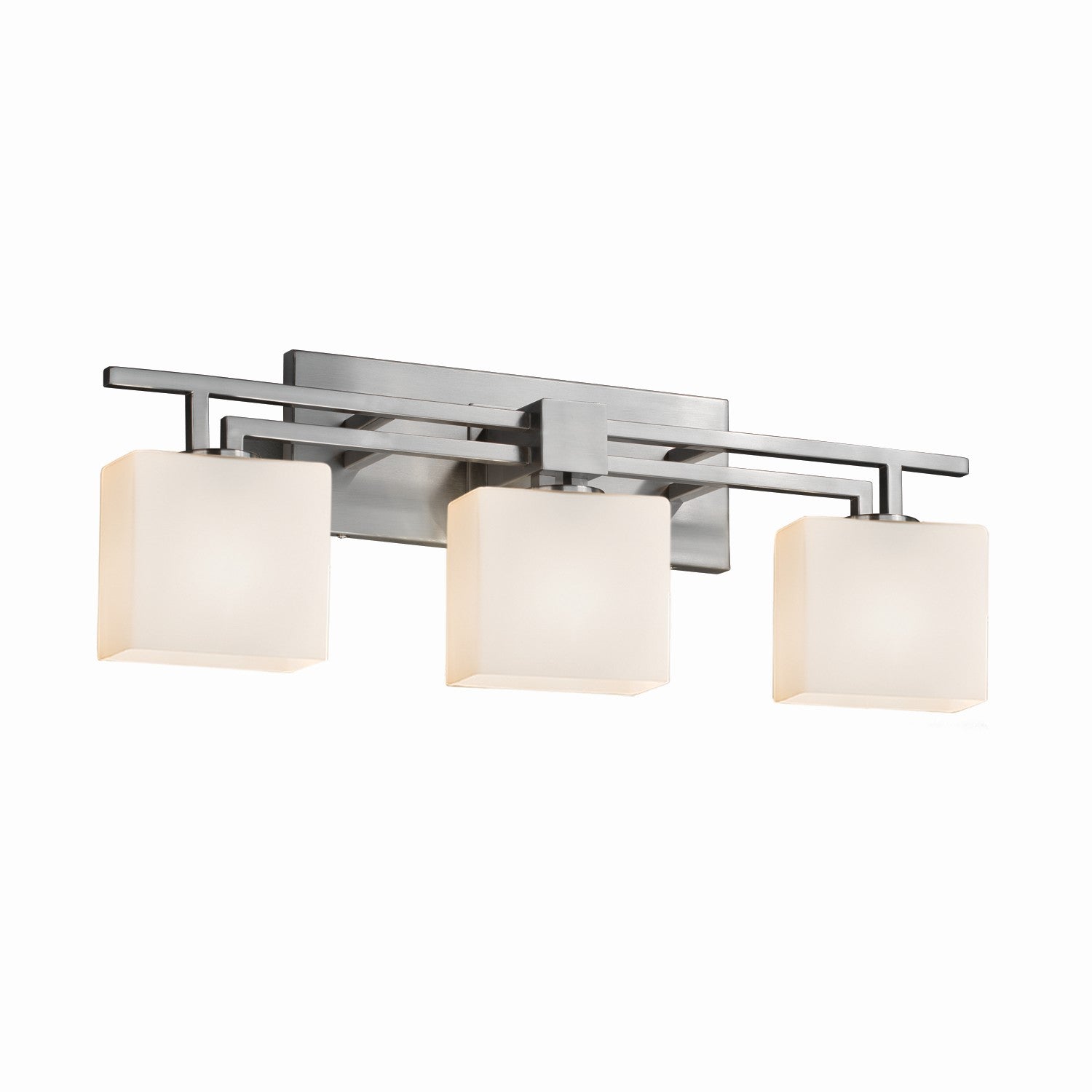 Justice Designs - FSN-8703-55-OPAL-NCKL - Three Light Bath Bar - Fusion - Brushed Nickel