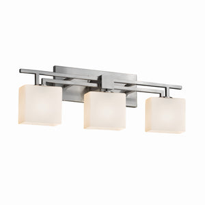 Justice Designs - FSN-8703-55-OPAL-NCKL - Three Light Bath Bar - Fusion - Brushed Nickel