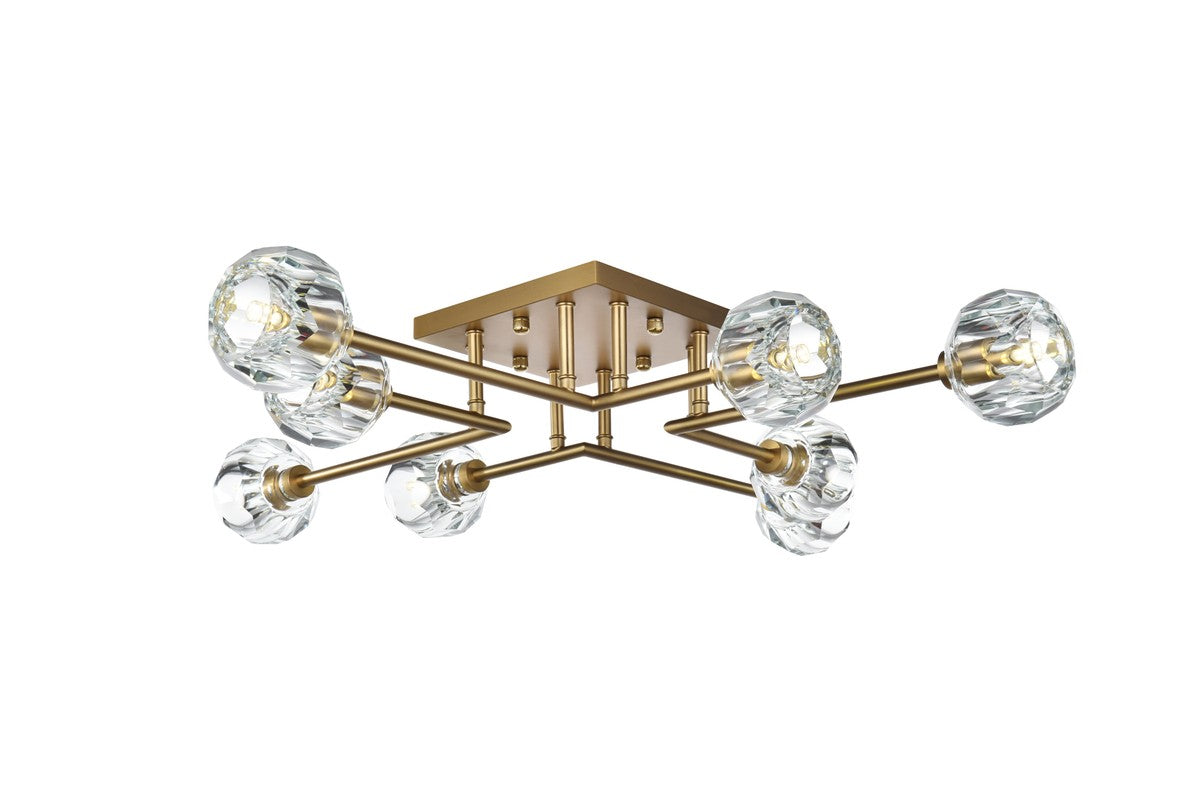 Elegant Lighting - 3505F31SG - Eight Light Flush Mount - Eren - Satin Gold