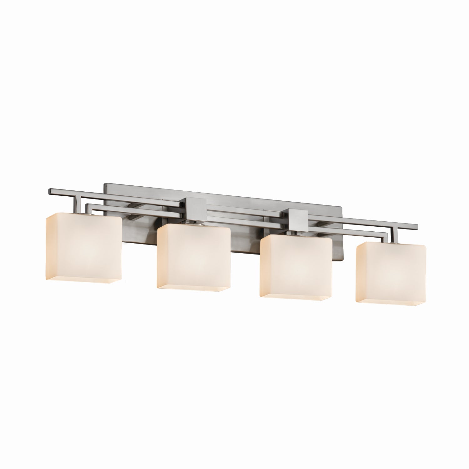 Justice Designs - FSN-8704-55-OPAL-NCKL - Four Light Bath Bar - Fusion - Brushed Nickel