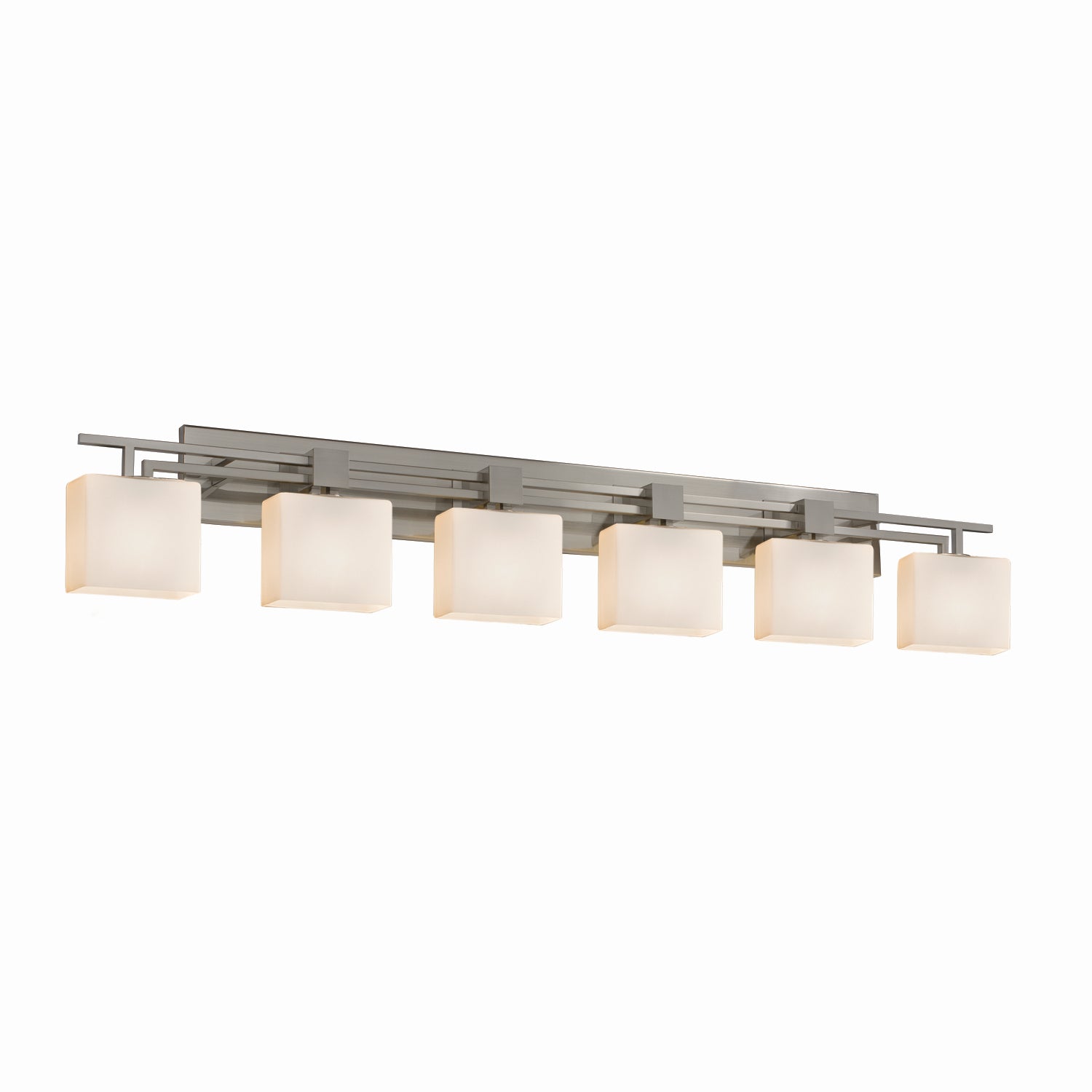 Justice Designs - FSN-8706-55-OPAL-NCKL - Six Light Bath Bar - Fusion - Brushed Nickel