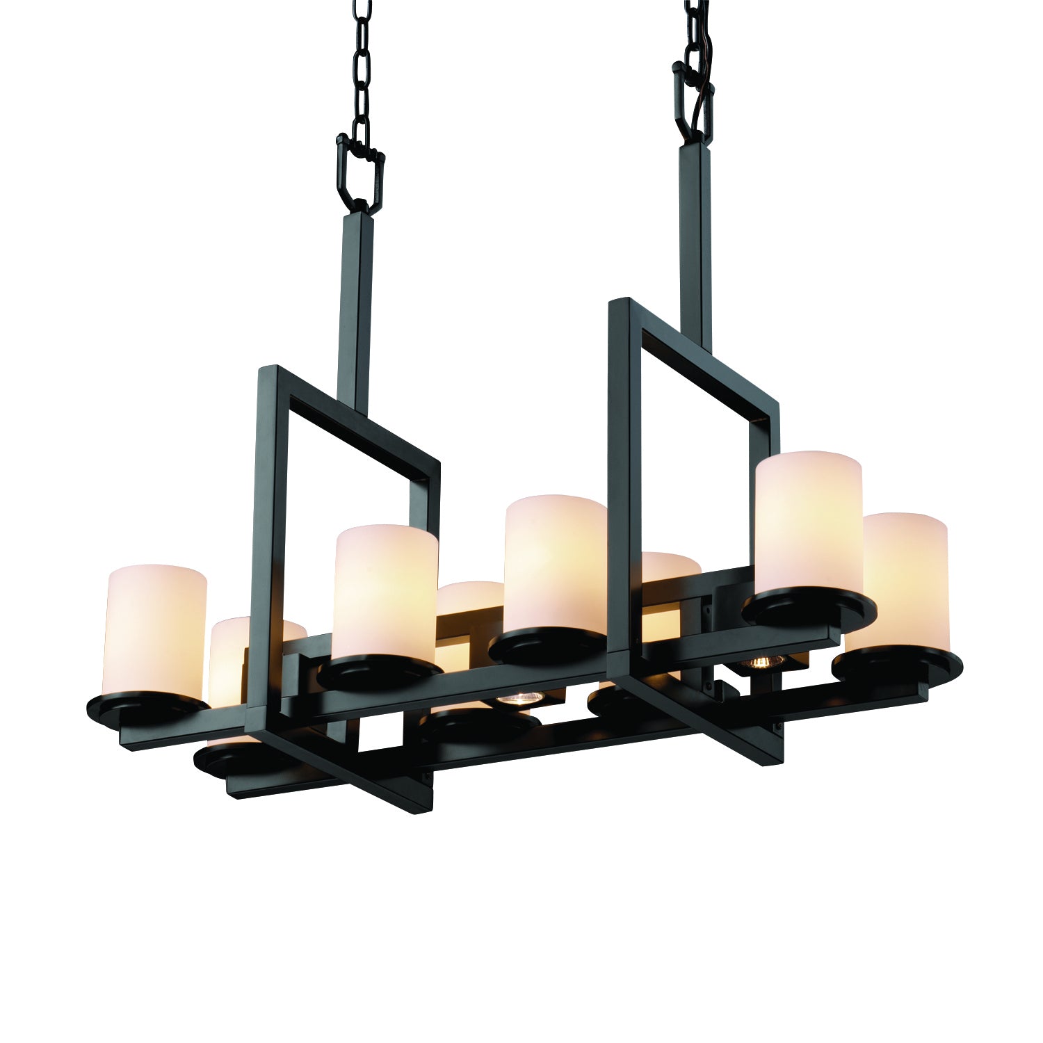 Justice Designs - FSN-8718-10-OPAL-MBLK-LED8-5600 - LED Chandelier - Fusion - Matte Black