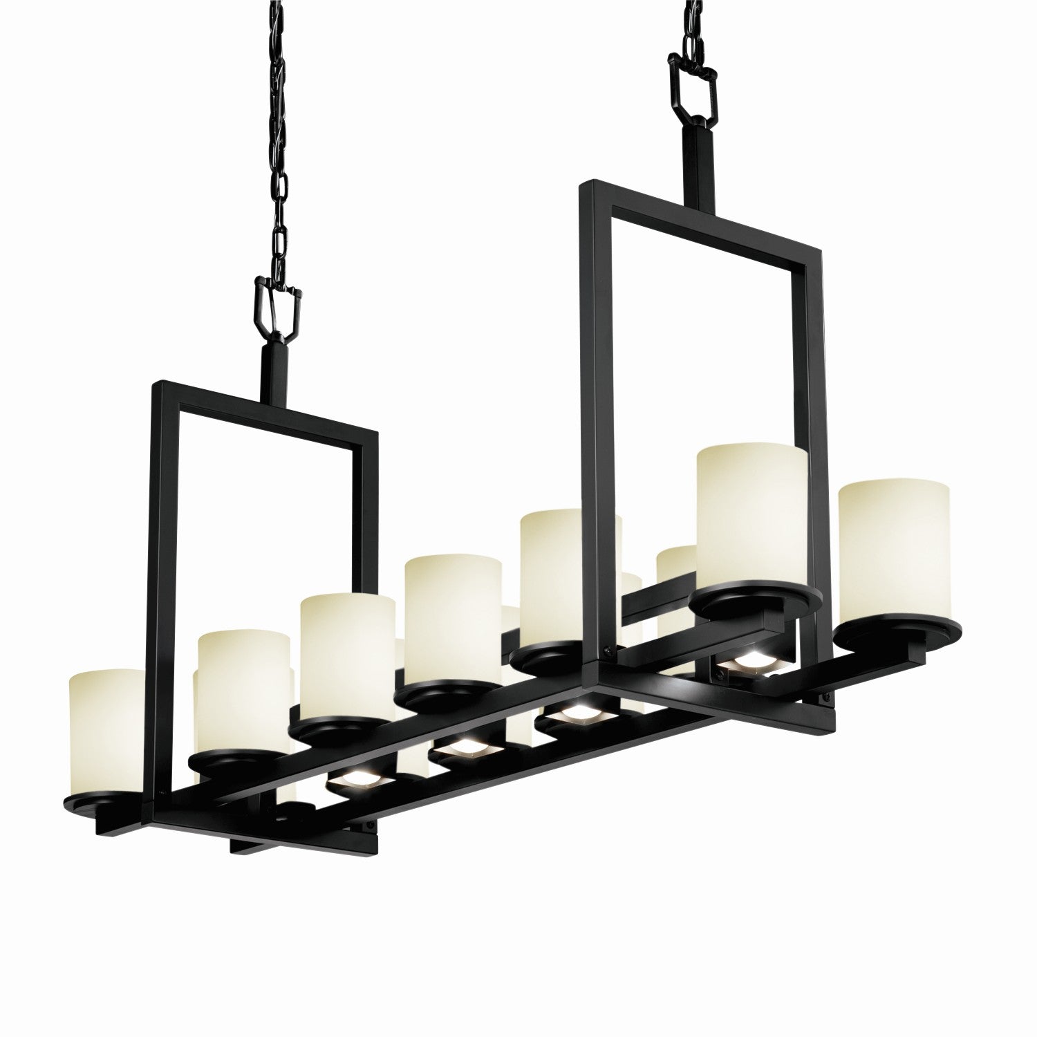 Justice Designs - FSN-8720-10-OPAL-MBLK - 17 Light Chandelier - Fusion - Matte Black