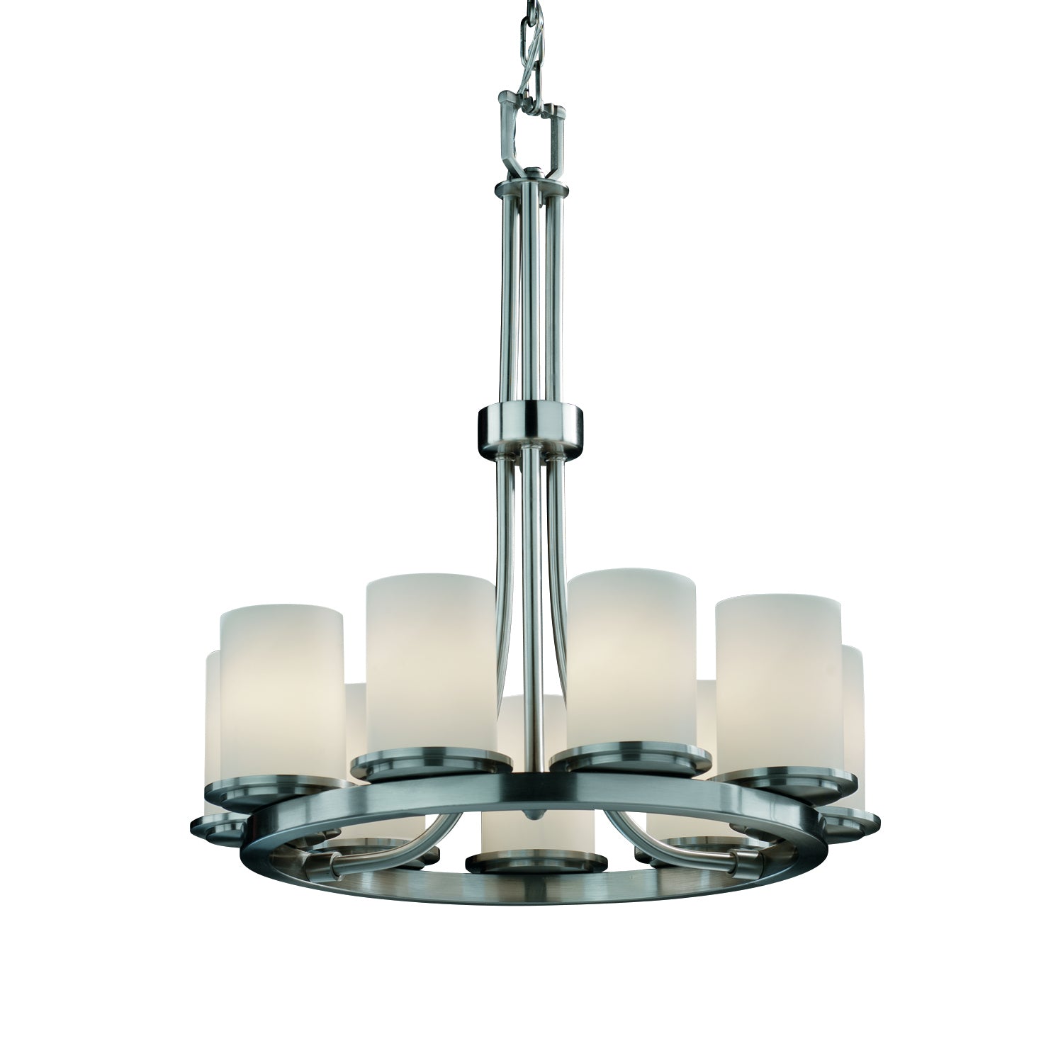 Justice Designs - FSN-8766-10-OPAL-NCKL-LED9-6300 - LED Chandelier - Fusion - Brushed Nickel