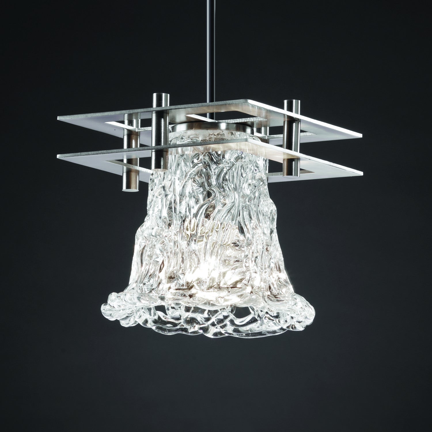 Justice Designs - GLA-8165-20-LACE-NCKL-BKCD-LED1-700 - LED Pendant - Veneto Luce - Brushed Nickel