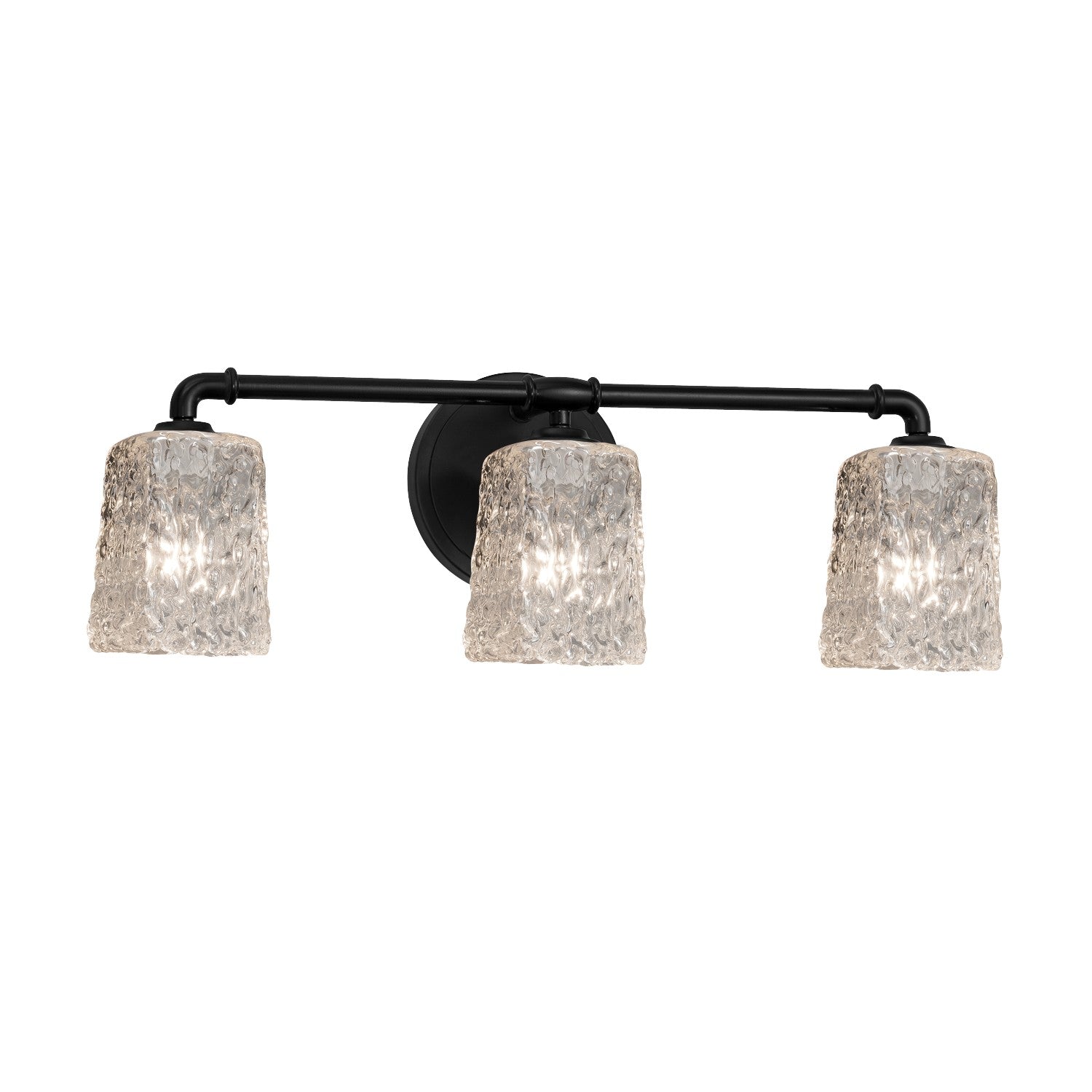 Justice Designs - GLA-8463-26-CLRT-MBLK - Three Light Bath Bar - Veneto Luce - Matte Black