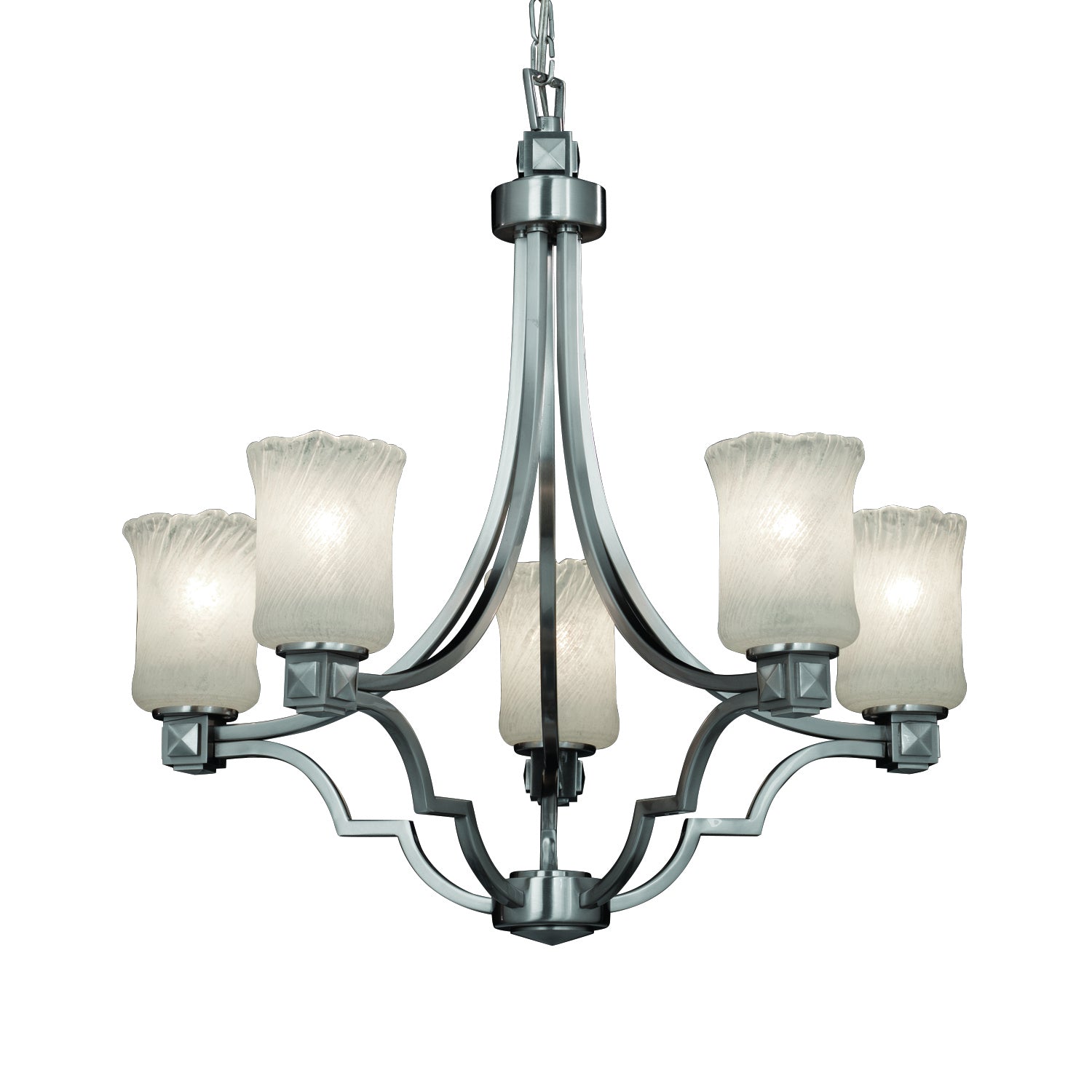 Justice Designs - GLA-8500-16-WHTW-NCKL-LED5-3500 - LED Chandelier - Veneto Luce - Brushed Nickel