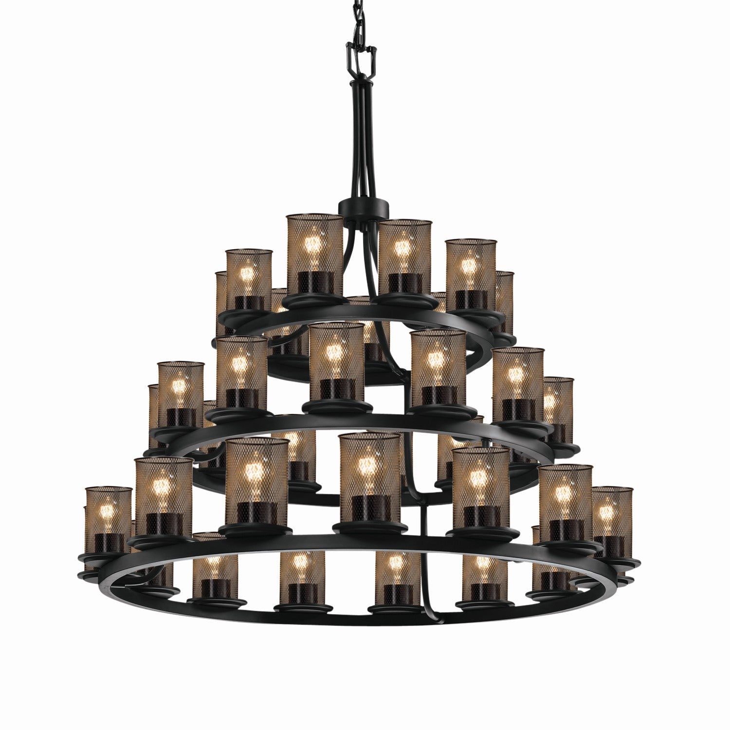 Justice Designs - MSH-8712-10-MBLK - 36 Light Chandelier - Wire Mesh - Matte Black