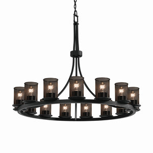 Justice Designs - MSH-8715-10-MBLK - 15 Light Chandelier - Wire Mesh - Matte Black