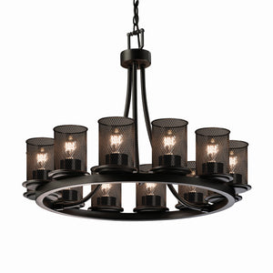 Justice Designs - MSH-8768-10-MBLK - 12 Light Chandelier - Wire Mesh - Matte Black