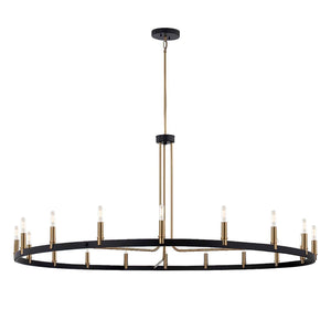 Justice Designs - NSH-8046-MBBR - 18 Light Chandelier - Clayton - Matte Black w/ Brass