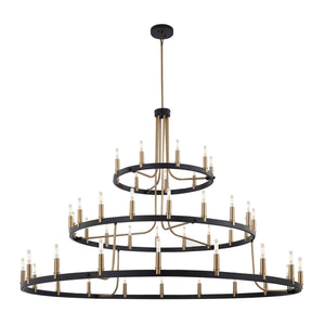 Justice Designs - NSH-8049-MBBR - 45 Light Chandelier - Clayton - Matte Black w/ Brass