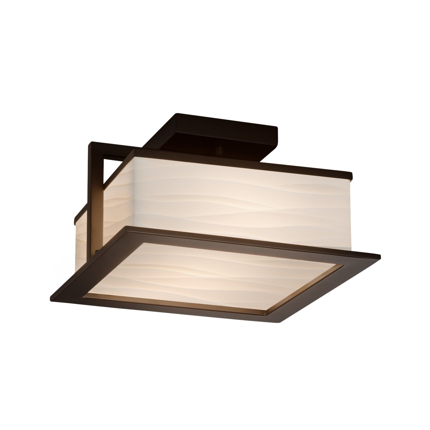 Justice Designs - PNA-7517W-WAVE-DBRZ - LED Outdoor Flush Mount - Porcelina - Dark Bronze