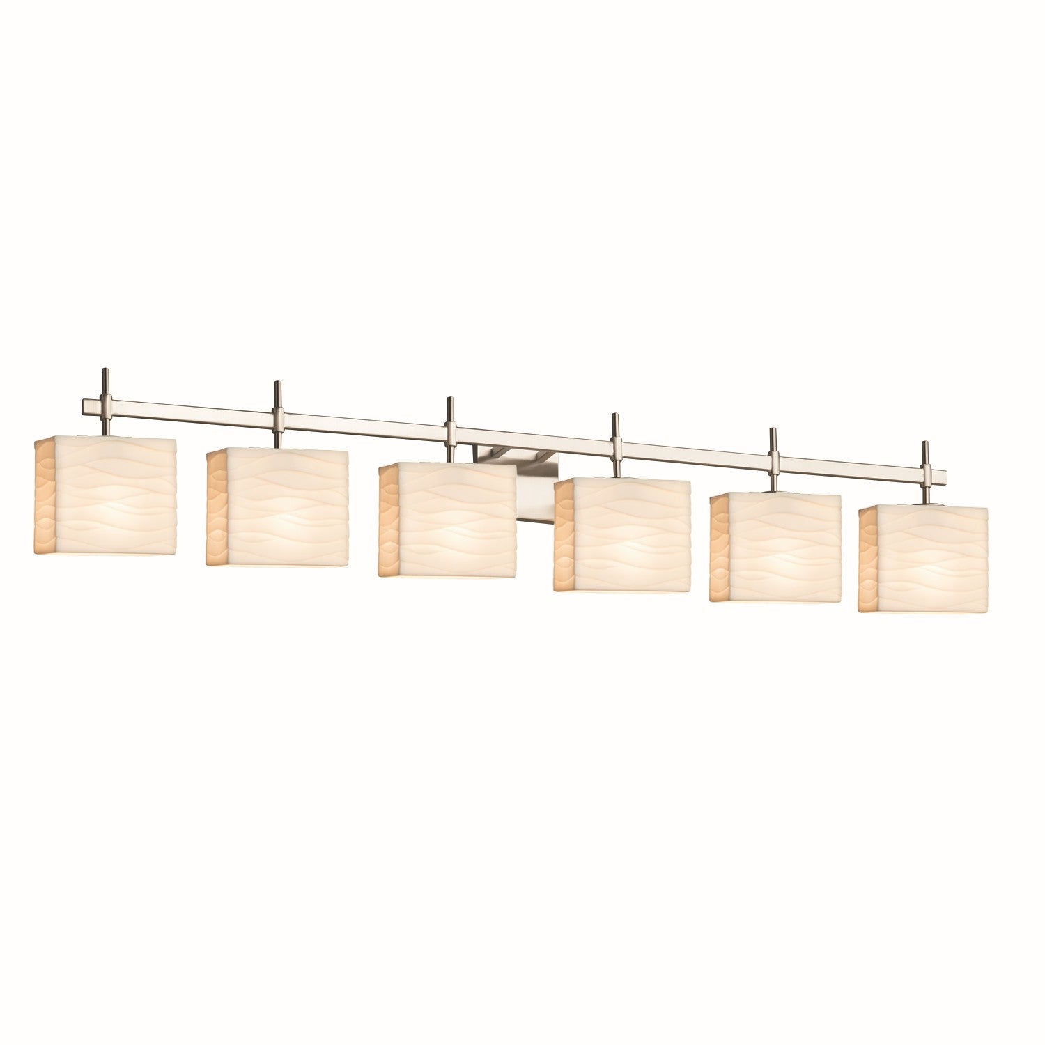 Justice Designs - PNA-8416-55-WAVE-NCKL - Six Light Bath Bar - Porcelina - Brushed Nickel