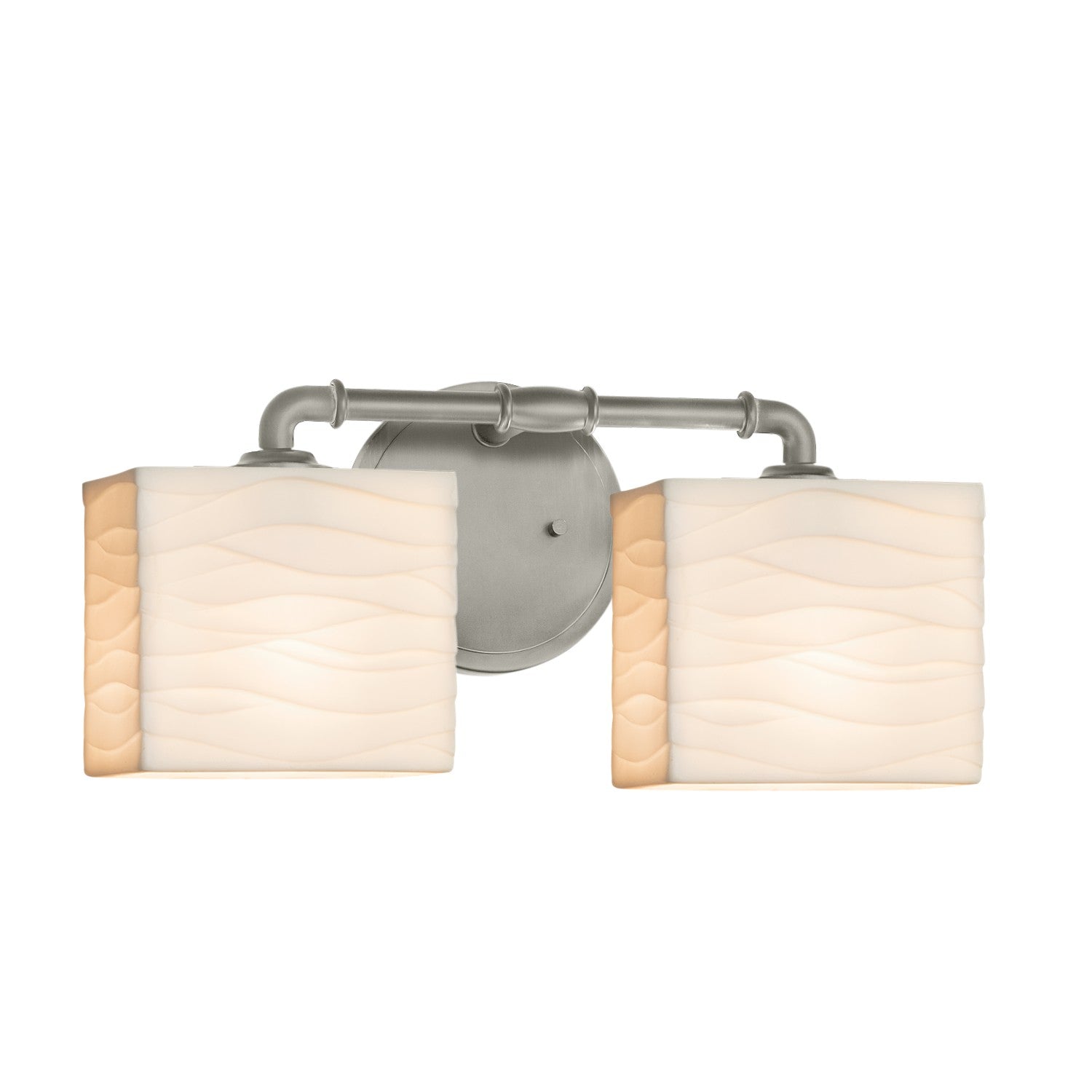 Justice Designs - PNA-8462-55-WAVE-NCKL - Two Light Bath Bar - Porcelina - Brushed Nickel