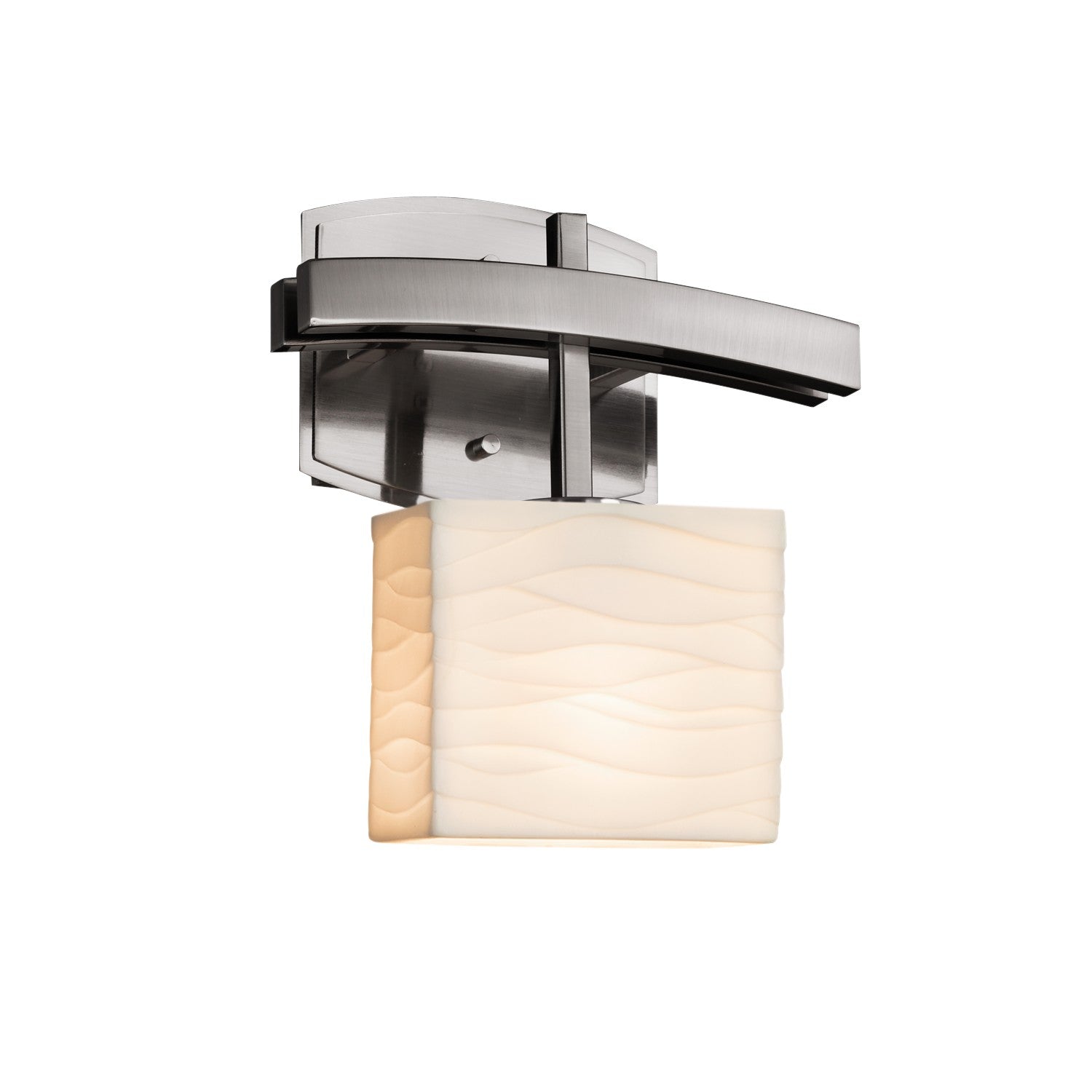 Justice Designs - PNA-8597-55-WAVE-NCKL - One Light Wall Sconce - Porcelina - Brushed Nickel