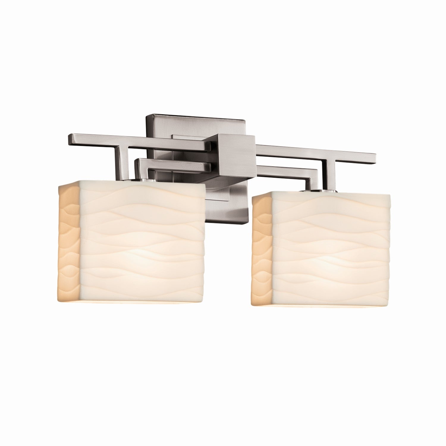 Justice Designs - PNA-8702-55-WAVE-NCKL - Two Light Bath Bar - Porcelina - Brushed Nickel