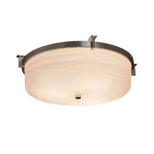 Justice Designs - PNA-8985-WAVE-NCKL - Two Light Flush-Mount - Porcelina - Brushed Nickel