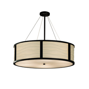 Justice Designs - PNA-9547-WAVE-MBLK - Eight Light Pendant - Porcelina - Matte Black