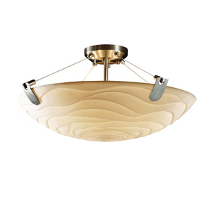 Justice Designs - PNA-9612-35-WAVE-NCKL-LED5-5000 - LED Semi-Flush Mount - Porcelina - Brushed Nickel