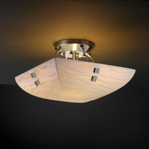 Justice Designs - PNA-9650-25-WAVE-NCKL-F2-LED2-2000 - LED Semi-Flush Mount - Porcelina - Brushed Nickel