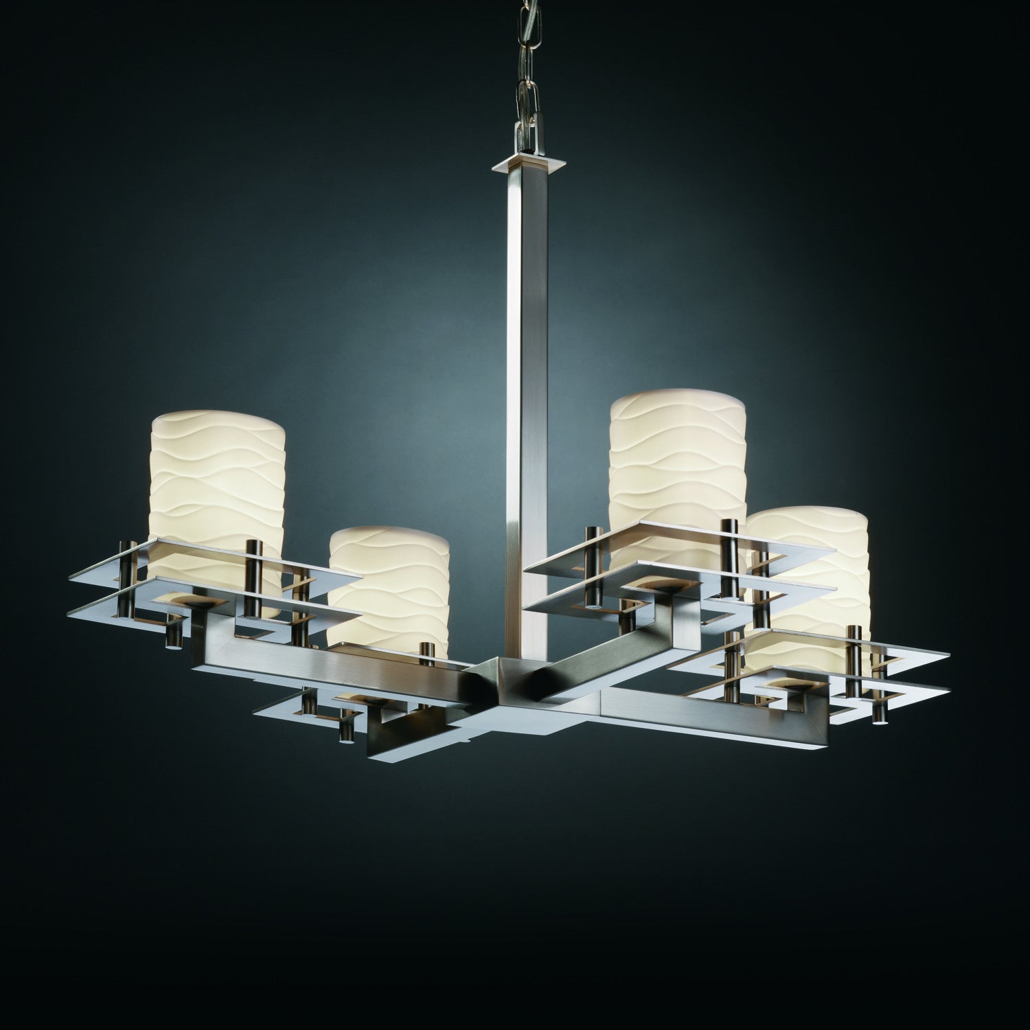 Justice Designs - POR-8100-10-WAVE-NCKL-LED4-2800 - LED Chandelier - Limoges - Brushed Nickel